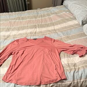 Adrianna Papell Coral Blouse with Smocked Details